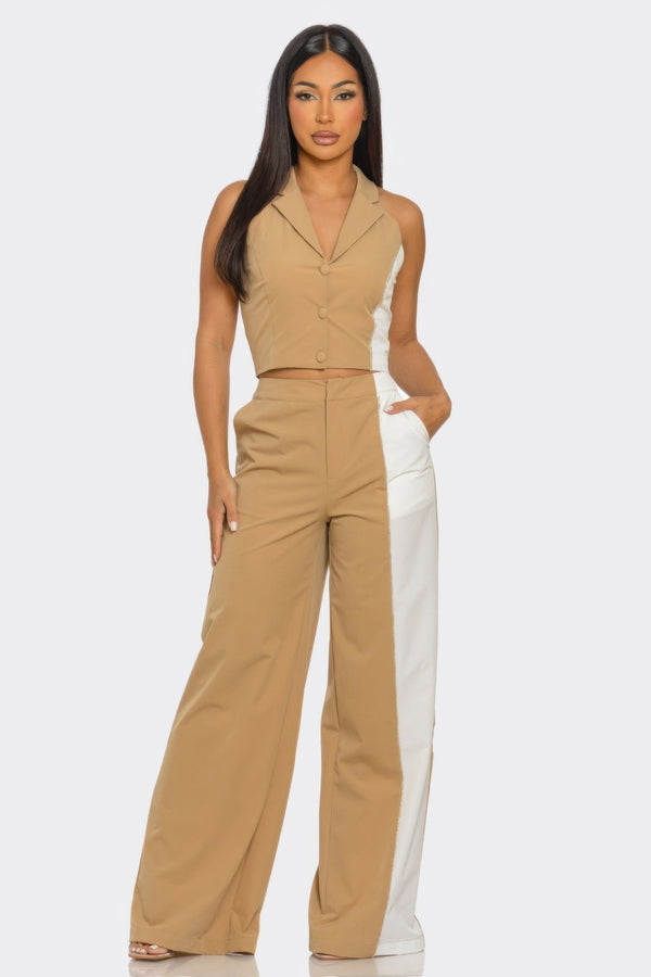 2 Pcs Color Block Set - Set - SmartBuyApparel