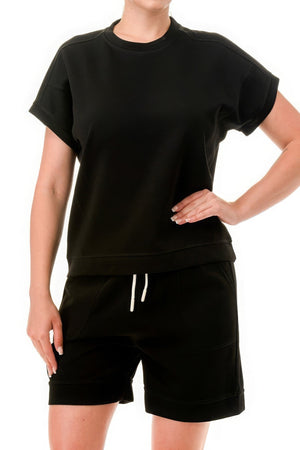 Air Cotton Monochrome Tee And Shorts Set - | SmartBuyApparel