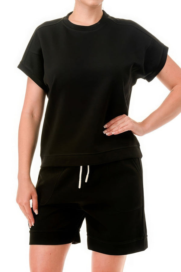 Air Cotton Monochrome Tee And Shorts Set - | SmartBuyApparel