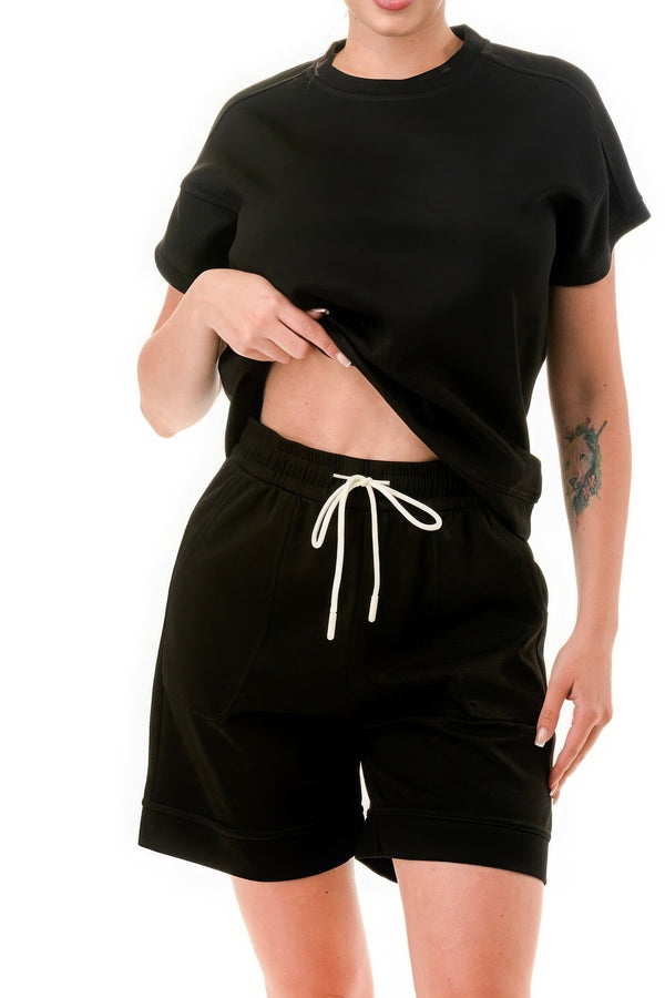 Air Cotton Monochrome Tee And Shorts Set - | SmartBuyApparel