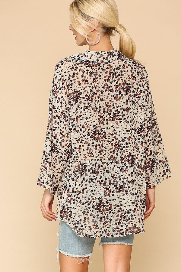 Animal Print Button - Down Lapel Collar Shirt With Chest Pocket - women's shirt - SmartBuyApparel