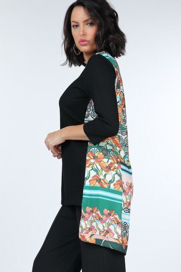 Asymmetrical Print High Low Top - Top - SmartBuyApparel