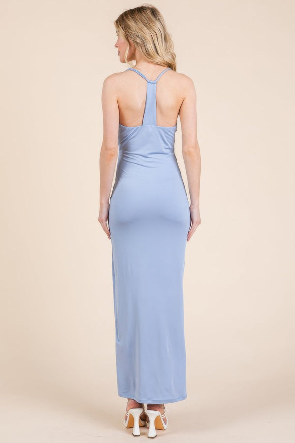Asymmetry Ruched Double Layered Maxi Dress - | SmartBuyApparel