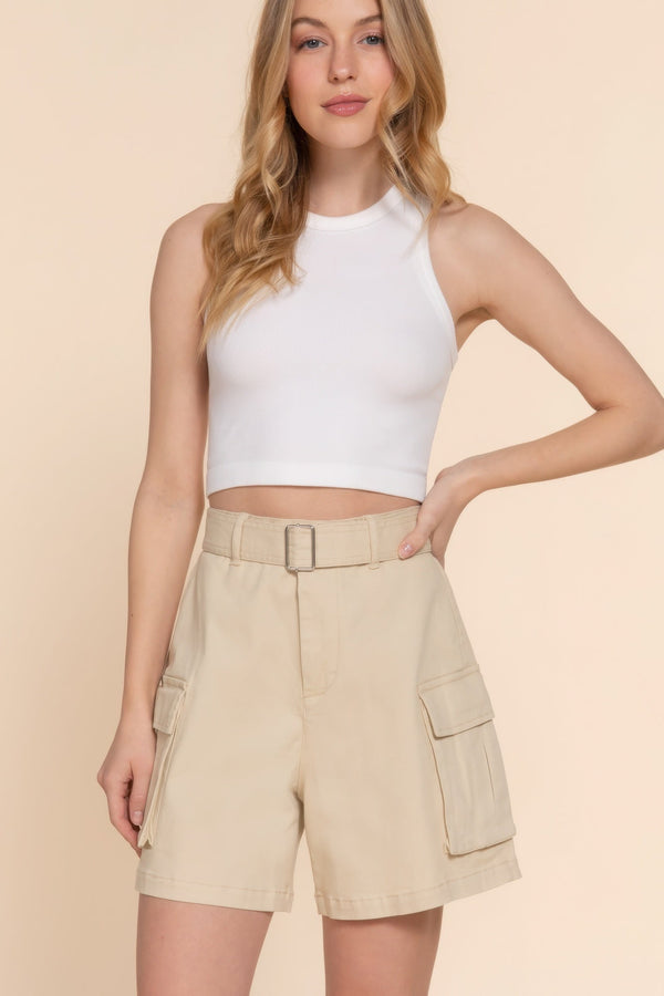 Belted Cargo Shorts - Women's shorts - SmartBuyApparel