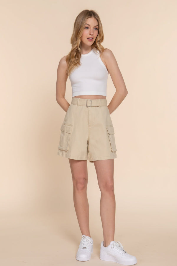 Belted Cargo Shorts - Women's shorts - SmartBuyApparel