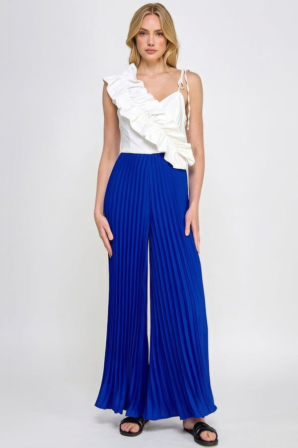 Cami Asymmetrical Ruffle Detail Pleated Bottom Jumpsuit - Jumpsuit - SmartBuyApparel