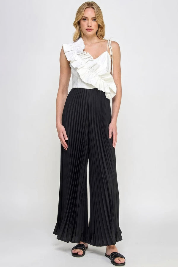 Cami Asymmetrical Ruffle Detail Pleated Bottom Jumpsuit - Jumpsuit - SmartBuyApparel