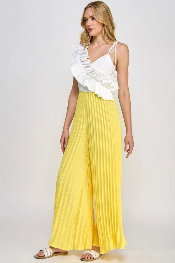 Cami Asymmetrical Ruffle Detail Pleated Bottom Jumpsuit - Jumpsuit - SmartBuyApparel
