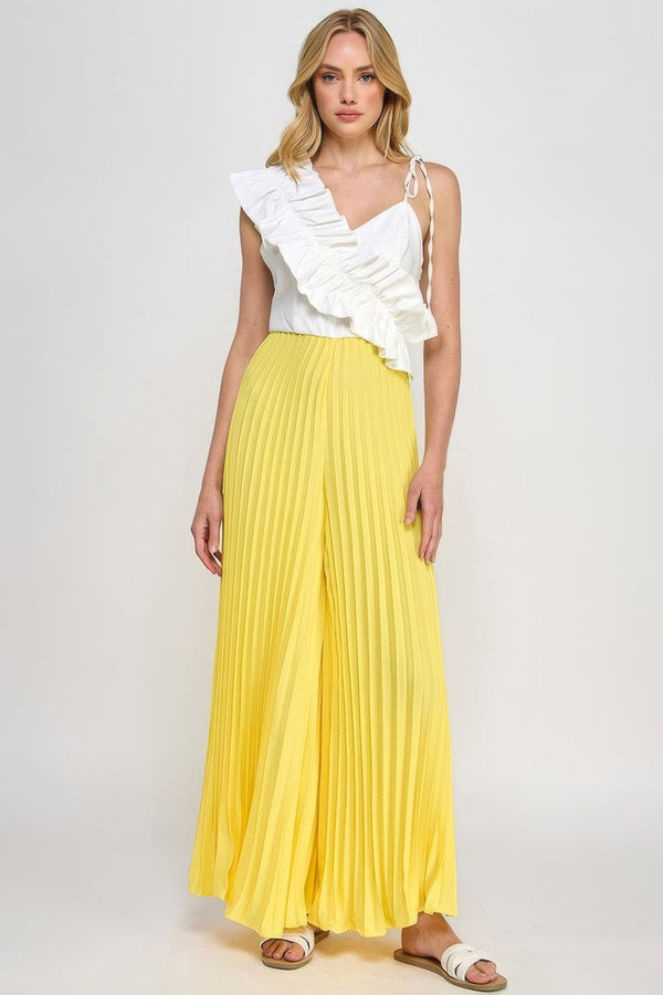 Cami Asymmetrical Ruffle Detail Pleated Bottom Jumpsuit - Jumpsuit - SmartBuyApparel
