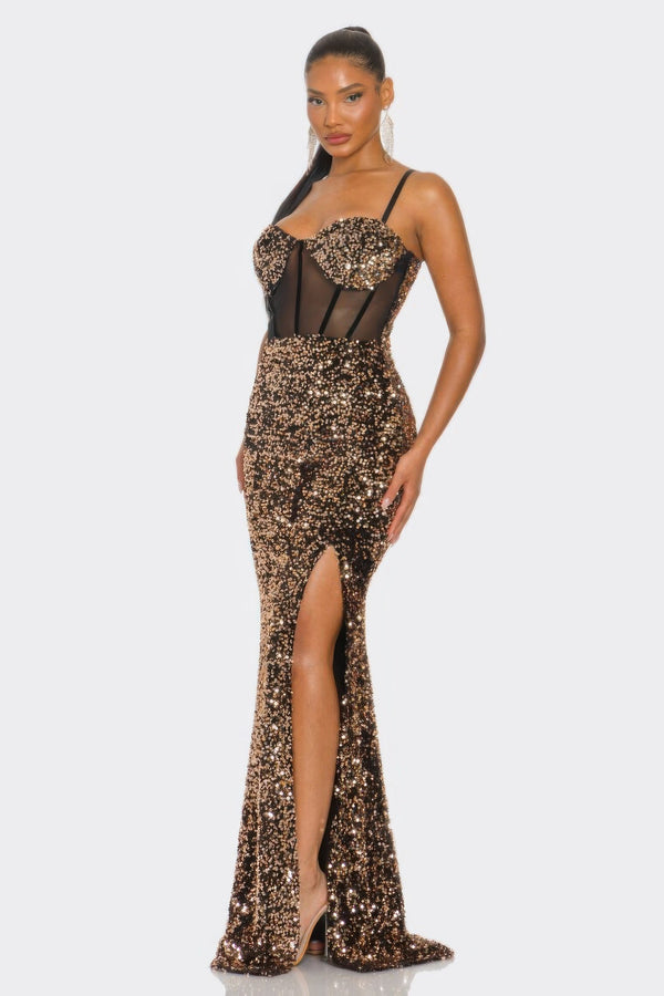 Cecily Teddy Velvet Corset Maxi Dress - SmartBuyApparel
