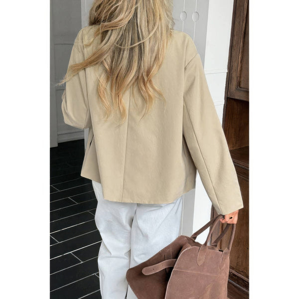 Double Breasted V - Neck Trench Long Sleeve Coat - Women's coat - SmartBuyApparel