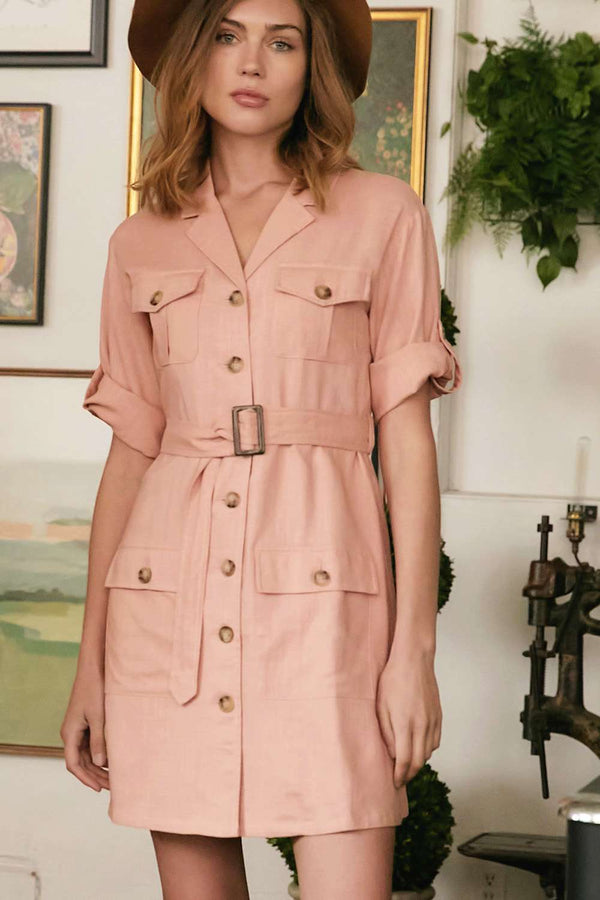 Drop Shoulder With Saist Tie Belted Dress - Dress - SmartBuyApparel