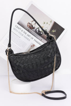 Faux Leather Braided Double Hobo Bag - | SmartBuyApparel