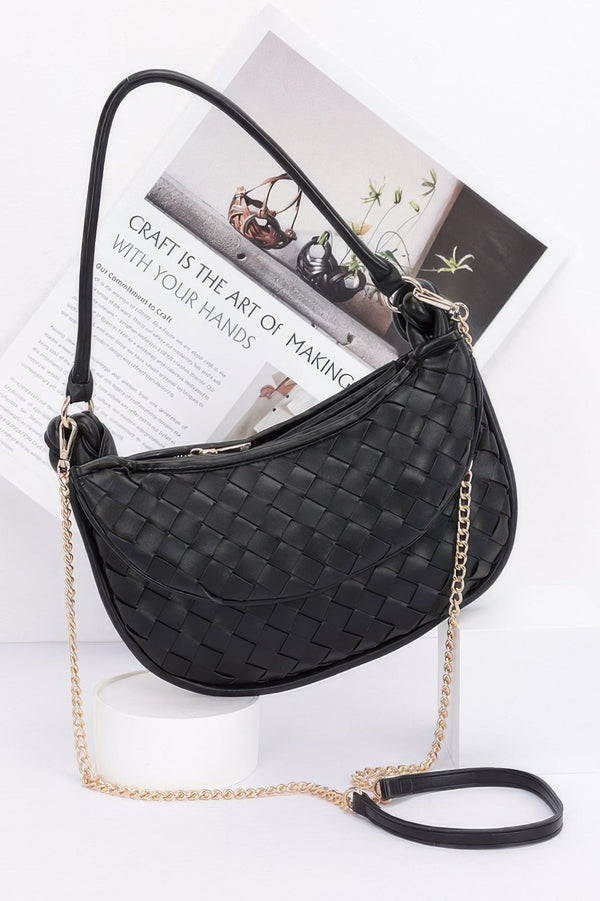 Faux Leather Braided Double Hobo Bag - | SmartBuyApparel