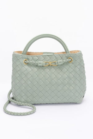 Faux Leather Braided Top Handle Bag - | SmartBuyApparel