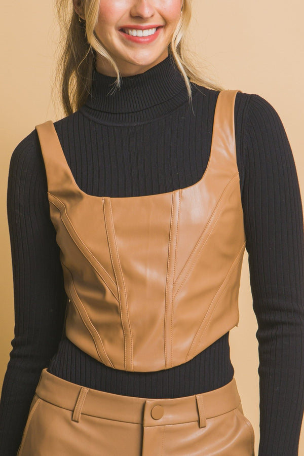 Faux Leather Corsetry - Women's top - SmartBuyApparel