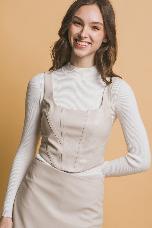 Faux Leather Corsetry - Women's top - SmartBuyApparel