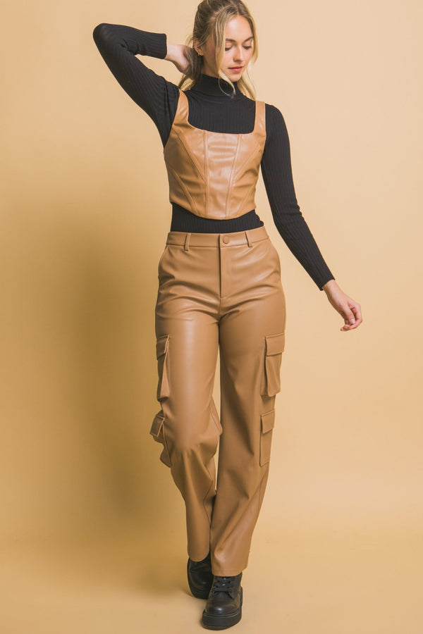 Faux Leather Corsetry - Women's top - SmartBuyApparel