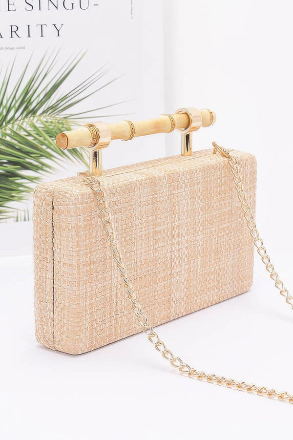 Faux Straw Bamboo Handle Case Bag - | SmartBuyApparel