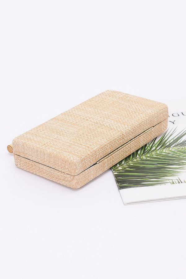 Faux Straw Bamboo Handle Case Bag - | SmartBuyApparel