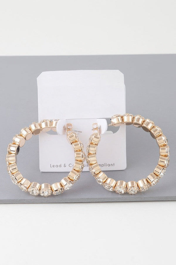 Geometric Rhinestone Cut Hoop Earrings - | SmartBuyApparel