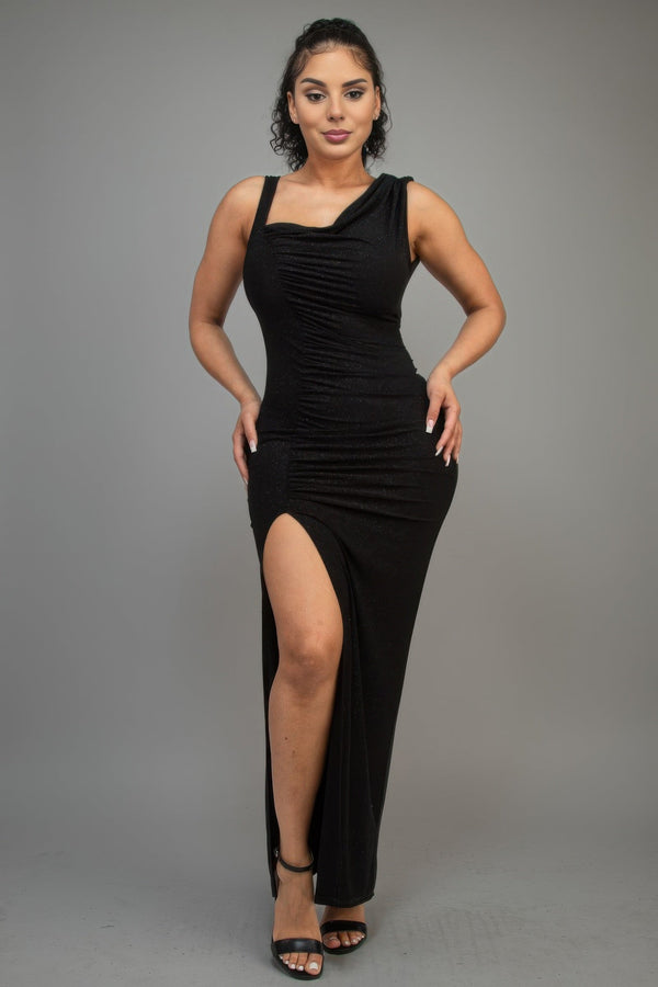 Glitter Slitted Dress - Dress - SmartBuyApparel