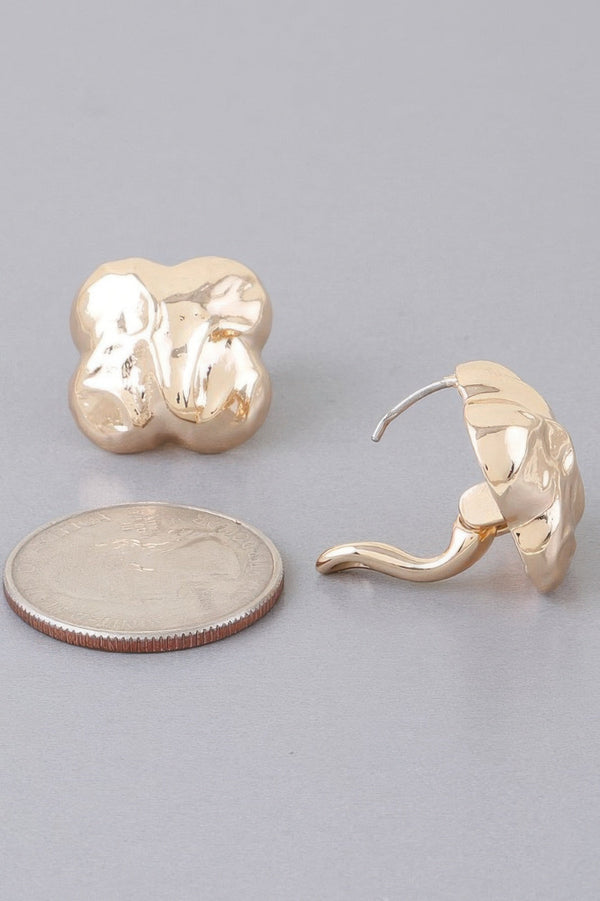 Hammered Clover Stud Earrings - | SmartBuyApparel