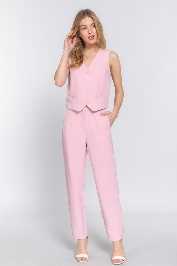 High Waist Pintuck Detail Long Pants - Pants - SmartBuyApparel
