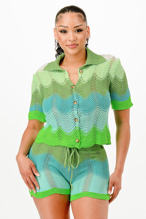 Knit Cardigan Short Set - Set - SmartBuyApparel