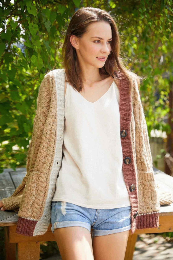 Knit Color Block Cardigan - Cardigan - SmartBuyApparel