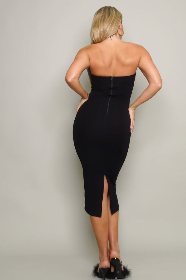 Knit Tube Midi Dress - Dress - SmartBuyApparel