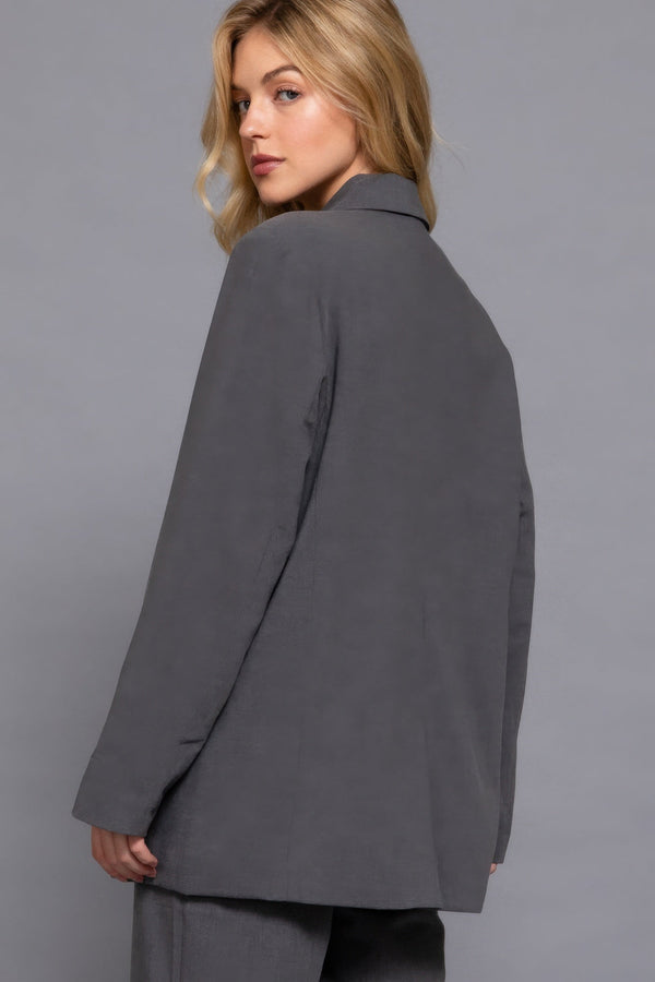 Long Sleeve Front Button Closure Blazer - Women's blazer - SmartBuyApparel