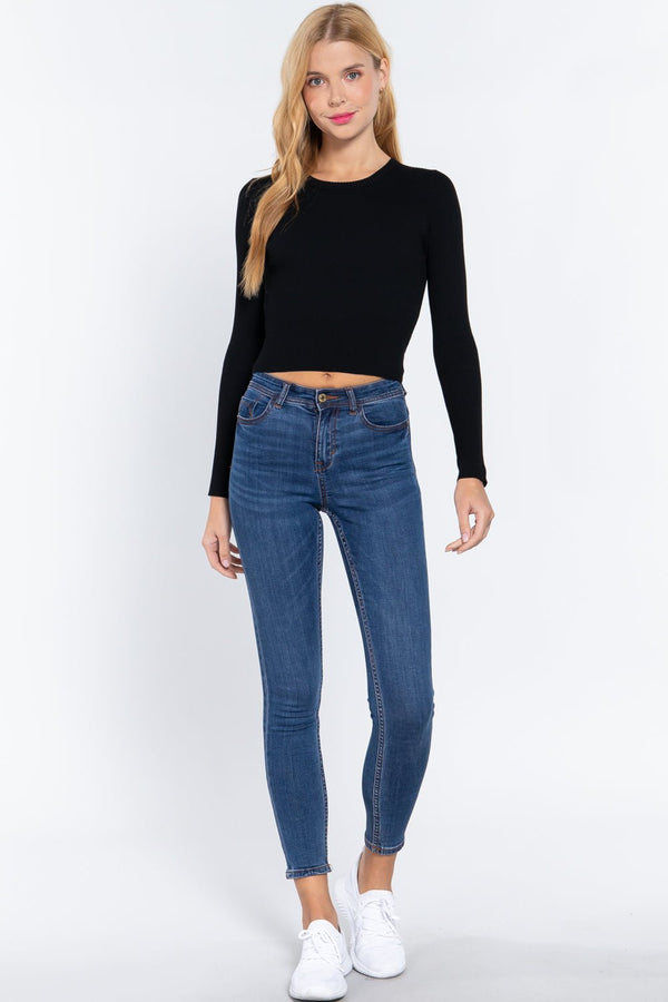 Long Sleeve Open Back Sweater Top - Women's sweater - SmartBuyApparel