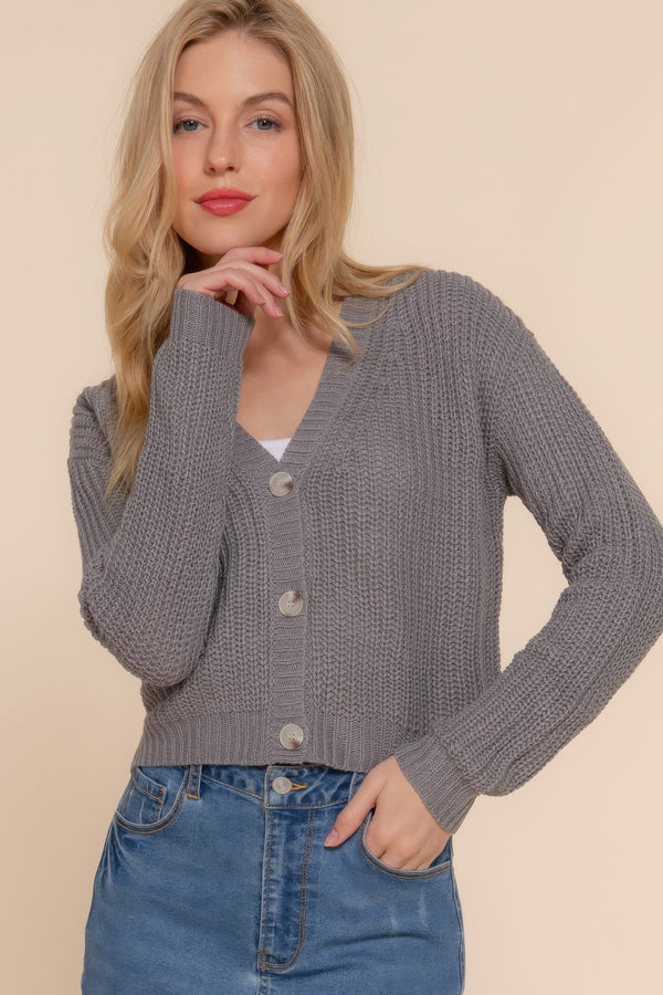 Long Sleeve V - Neck Sweater Cardigan - Women's sweater - SmartBuyApparel