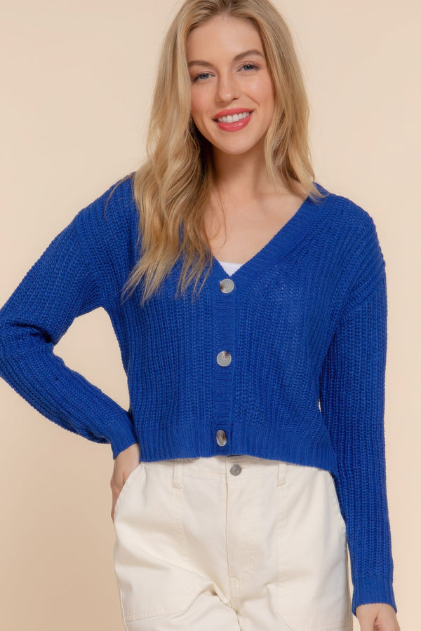 Long Sleeve V - Neck Sweater Cardigan - Women's sweater - SmartBuyApparel