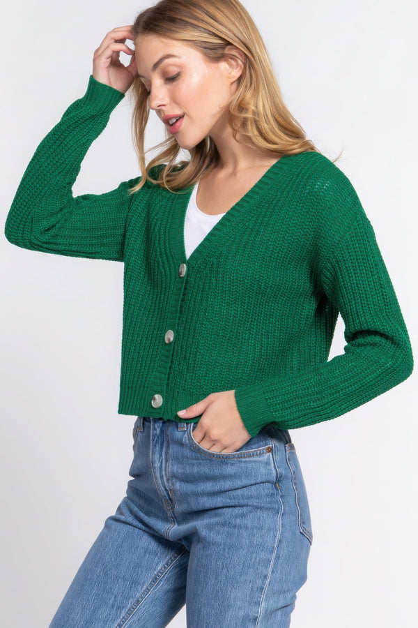 Long Sleeve V - Neck Sweater Cardigan - Women's sweater - SmartBuyApparel