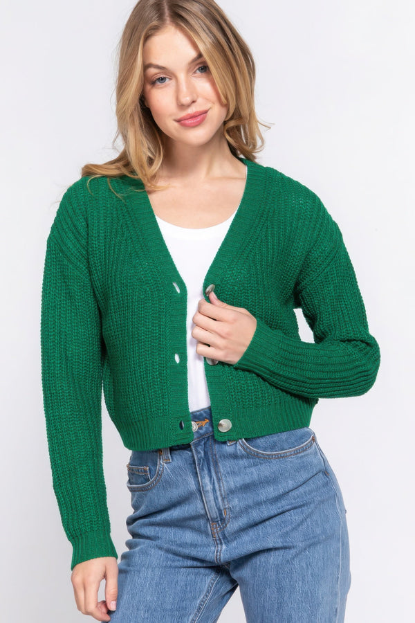 Long Sleeve V - Neck Sweater Cardigan - Women's sweater - SmartBuyApparel
