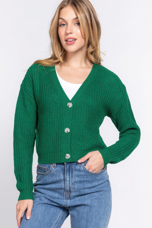 Long Sleeve V - Neck Sweater Cardigan - Women's sweater - SmartBuyApparel