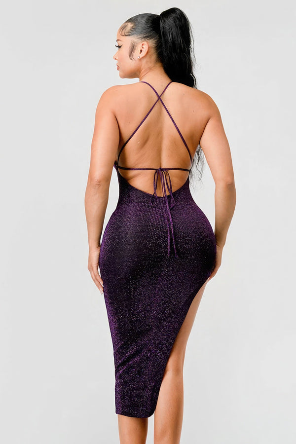 Metallic Glitter Sweetheart Dress - Type: Dress - SmartBuyApparel