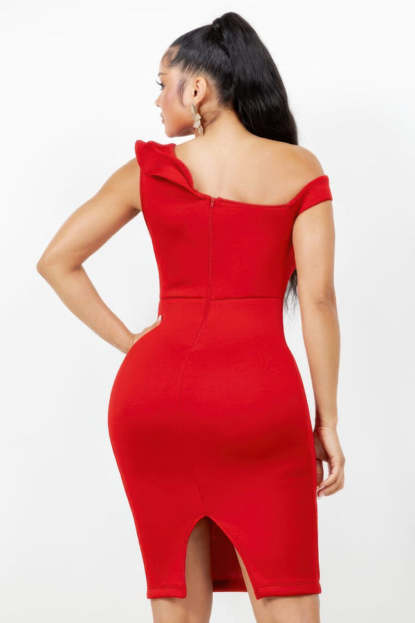 Monroe Asymmetric Ruffle Midi Dress - Dress - SmartBuyApparel