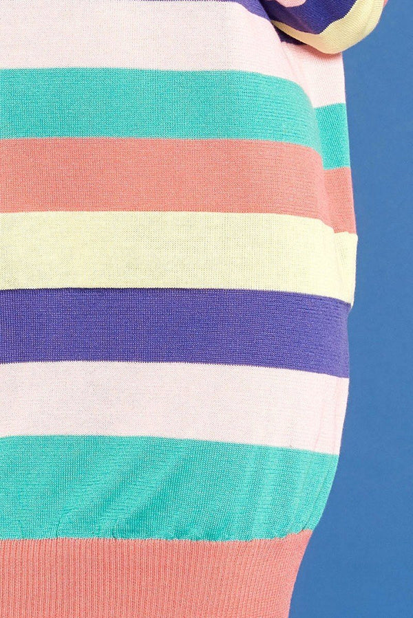 Multi - colored Striped Knit Sweater Dress - Dress - SmartBuyApparel