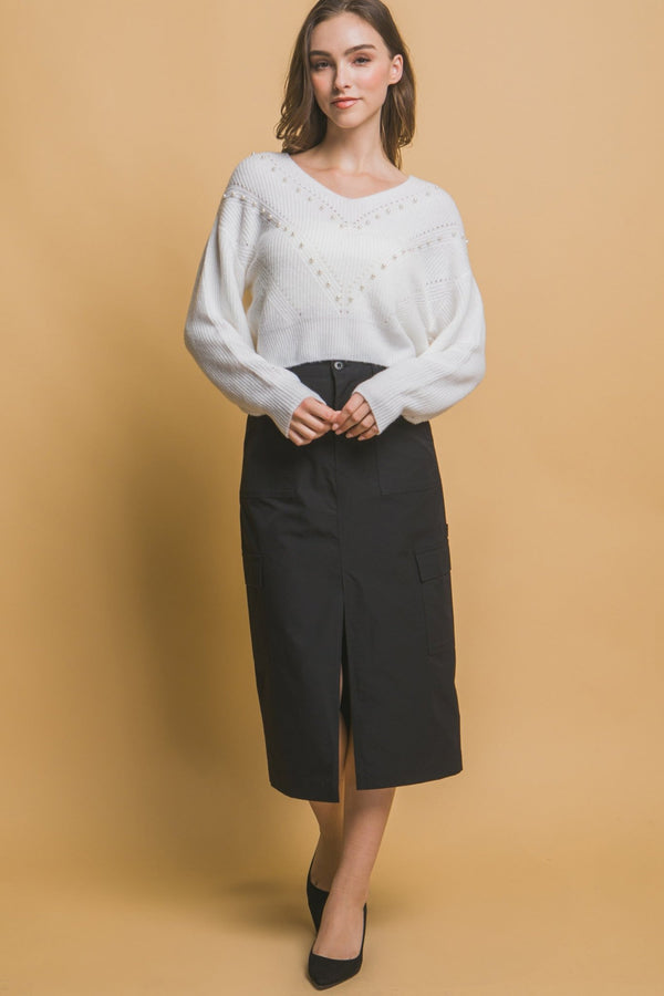 Pearl Details Sweater - Women's sweater - SmartBuyApparel