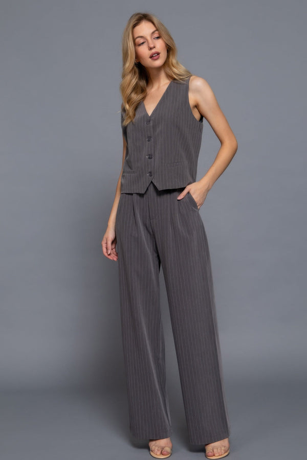 Pin Stripe Woven Straight Pants - Pants - SmartBuyApparel