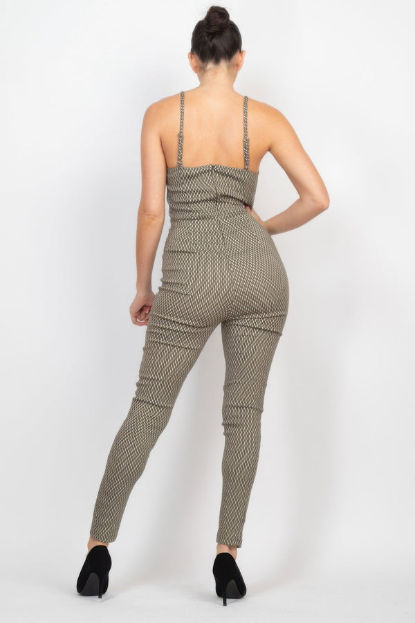 Plaid Sleeveless Zippered Jumpsuit - Jumpsuit - SmartBuyApparel