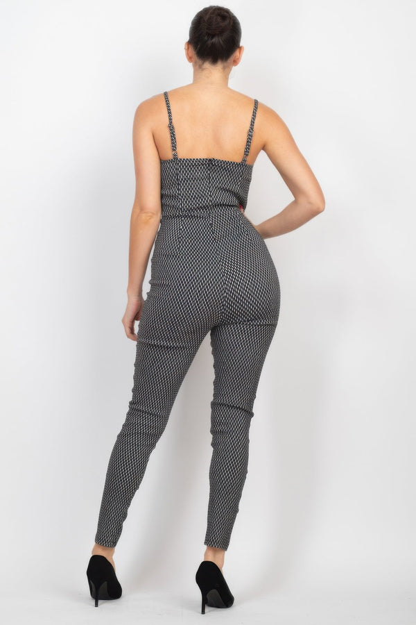 Plaid Sleeveless Zippered Jumpsuit - Jumpsuit - SmartBuyApparel