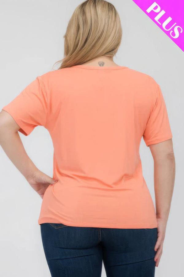 Plus Size Basic Short Sleeve T-shirt - | SmartBuyApparel