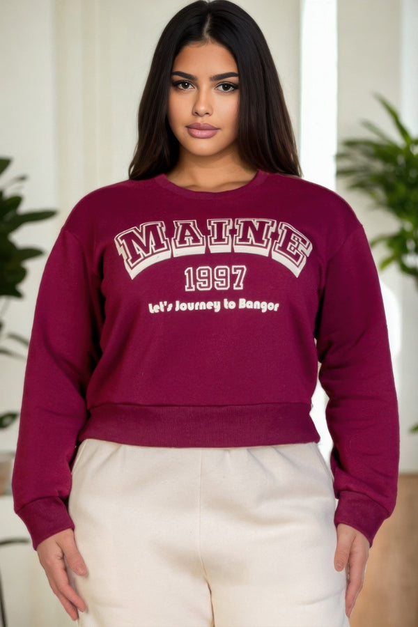 Plus Size Graphic Drop Shoulder Sweatshirt - women's sweatshirt - SmartBuyApparel