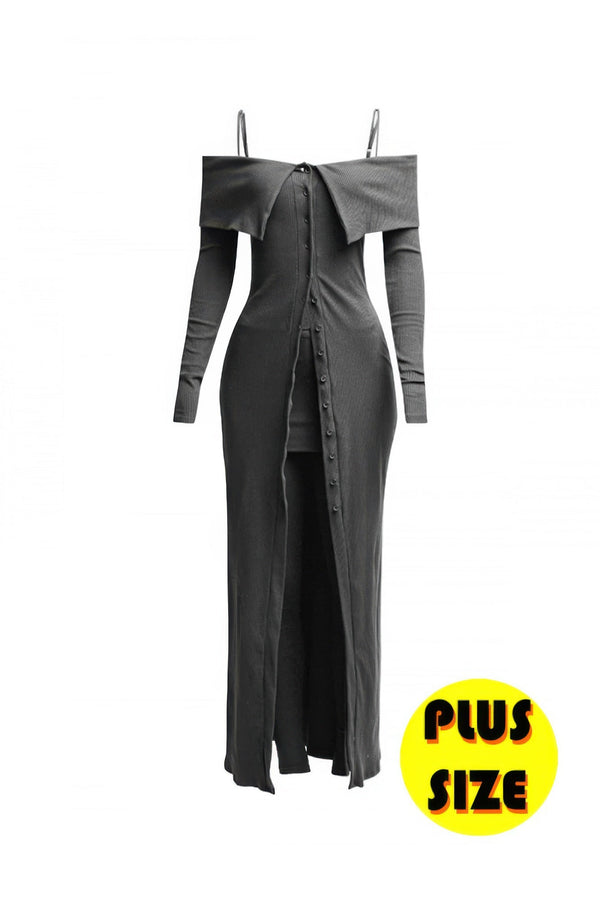 Plus Size Long Length Top & Skirt Leggings Set - | SmartBuyApparel