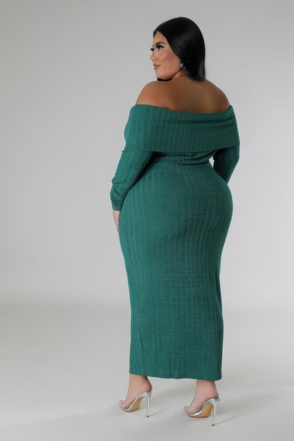 Plus Size Off - Shoulders Stretch Dress - Dress - SmartBuyApparel