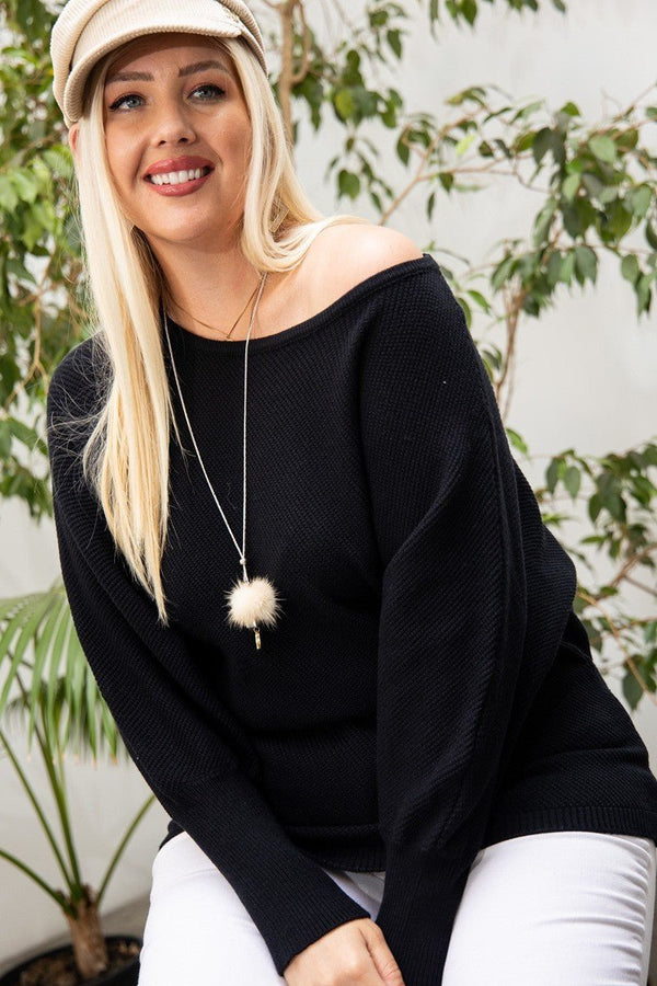 Plus - Size Round Neck Long Sleeve Solid Sweater - Plus - size - SmartBuyApparel